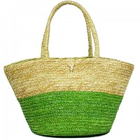 Straw Tote – 12 PCS Woven Wheat Straw Tote - 2 Tones - Lime - BG-R11053LM